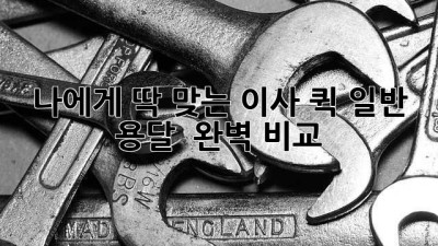 나에게 딱 맞는 이사, 퀵? 일반? 용달? 🤔 완벽 비교!